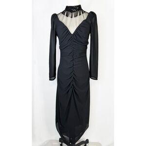 Vintage | New Leaf California Samir | Black Party Glam Goth Choker Dress | Sz 8